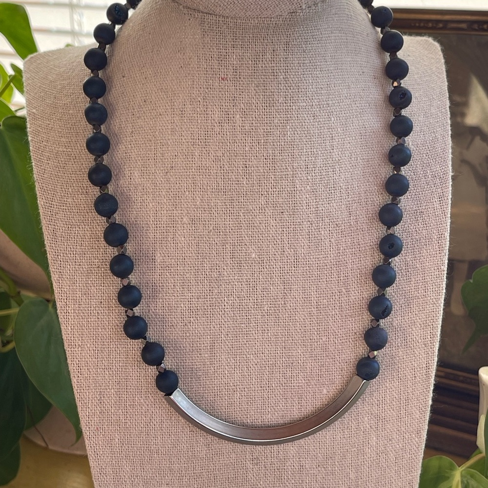 Stunning druzy silver beaded necklace Monica Mauro - Picture 7 of 7